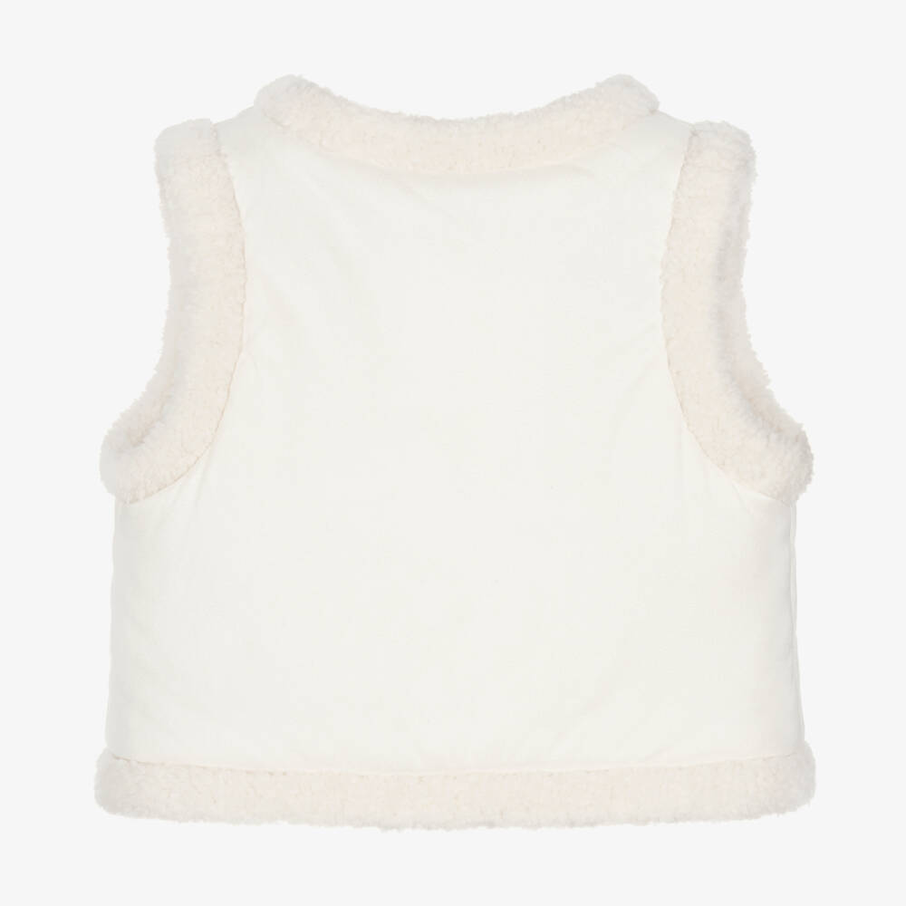 Tartine et Chocolat-Girls Cream Floral Faux Suede Vest | Childrensalon Outlet