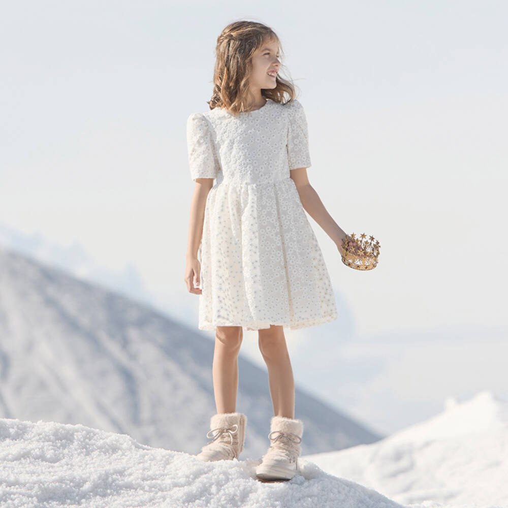 Tartine et Chocolat-فستان مطرز لون عاجي | Childrensalon Outlet