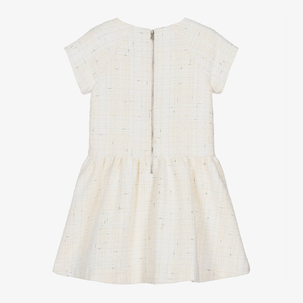 Tartine et Chocolat-Girls Cream Tweed Bow Dress | Childrensalon Outlet