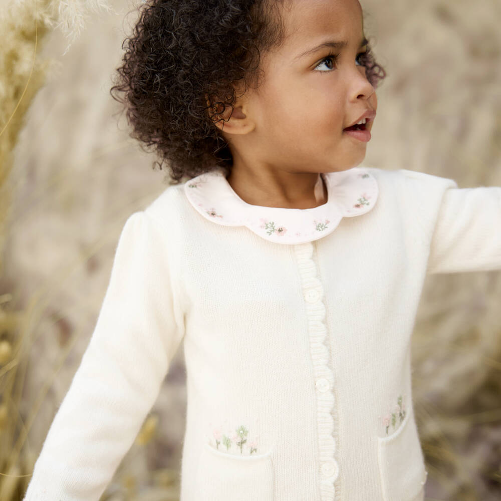 Tartine et Chocolat-Girls Cream Wool & Cashmere Cardigan | Childrensalon Outlet