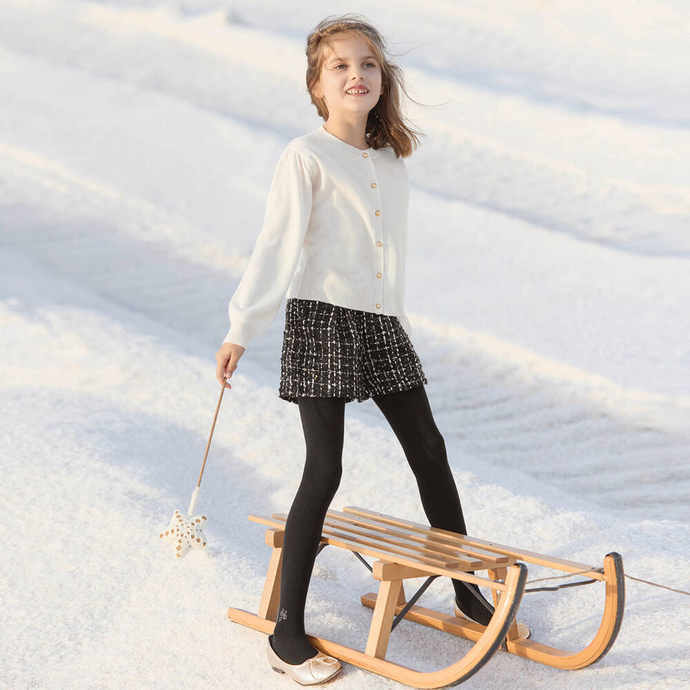 Tartine et Chocolat-Girls Cream Wool & Cashmere Cardigan | Childrensalon Outlet