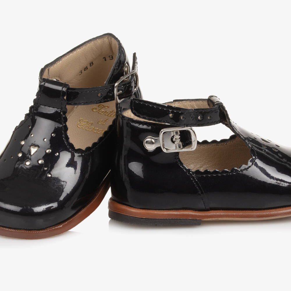 Tartine et Chocolat-Girls Dark Navy Blue Patent Leather First Walker Shoes | Childrensalon Outlet