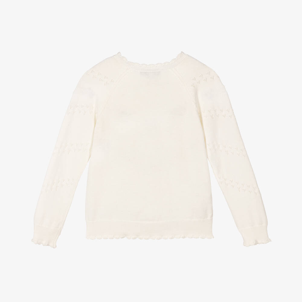 Tartine et Chocolat-Girls Delicate Ivory Bloom Sweater | Childrensalon Outlet