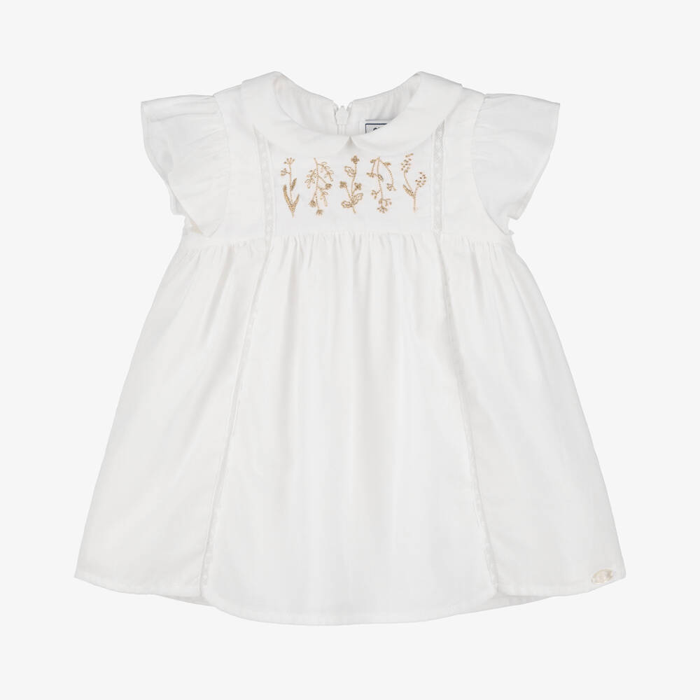 Tartine et Chocolat-Girls Delicate White Embroidery Dress | Childrensalon Outlet