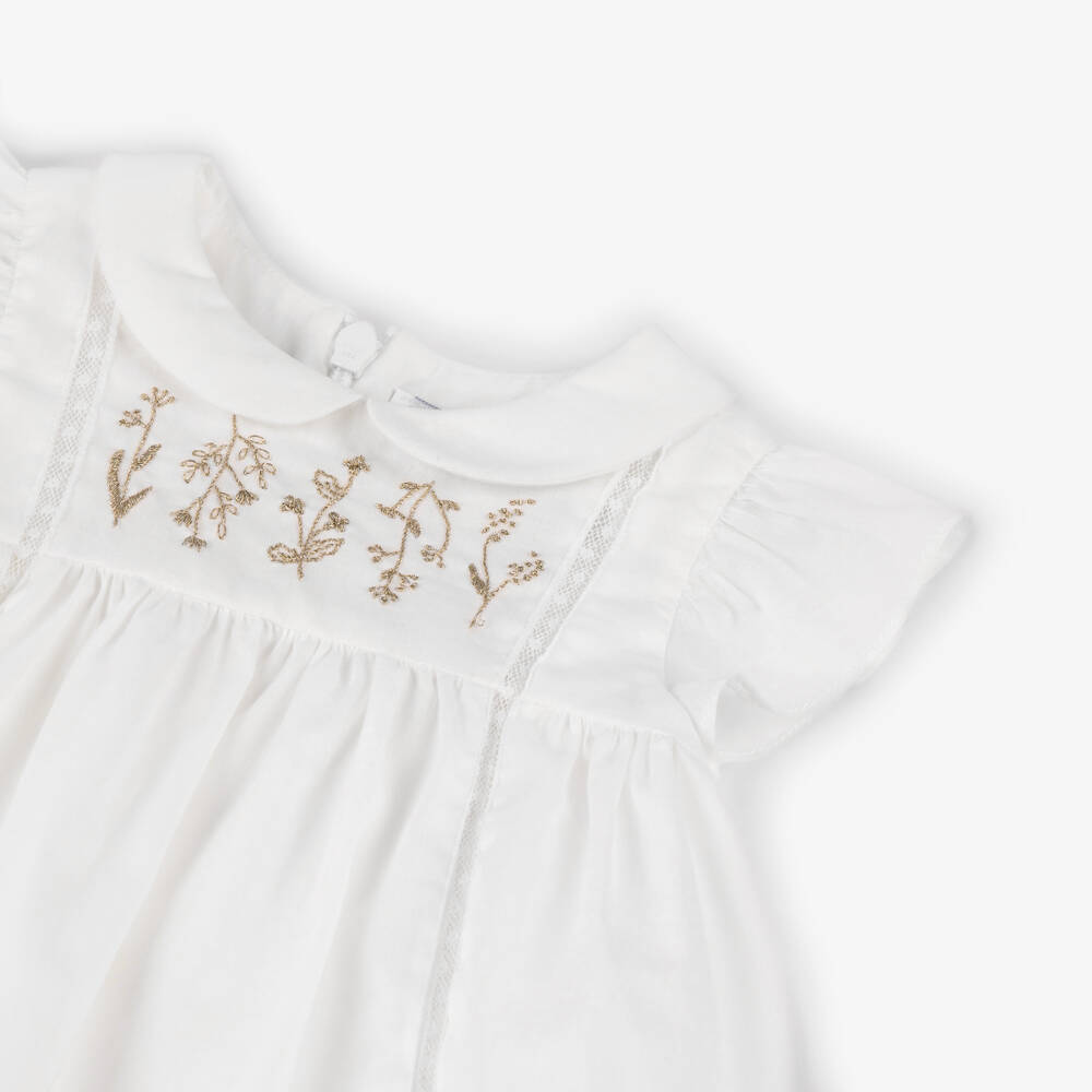 Tartine et Chocolat-فستان أبيض مطرز للبنات | Childrensalon Outlet