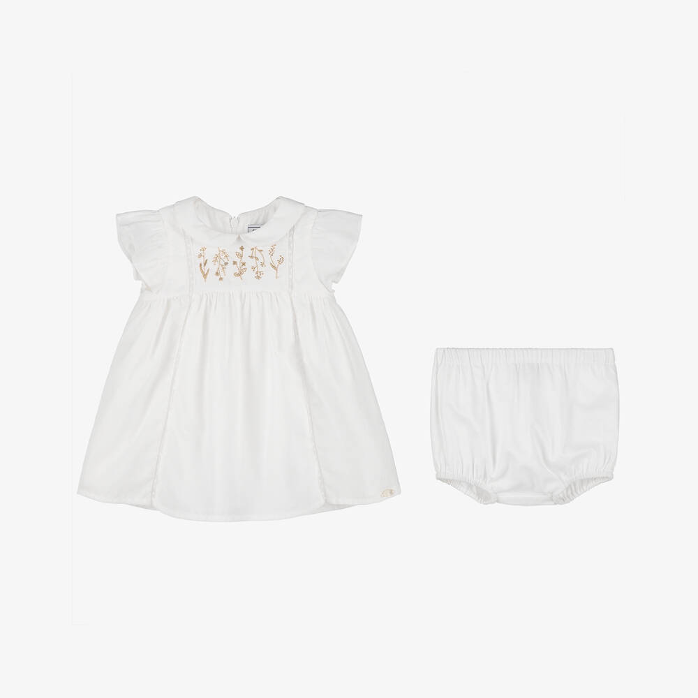 Tartine et Chocolat-فستان أبيض مطرز للبنات | Childrensalon Outlet