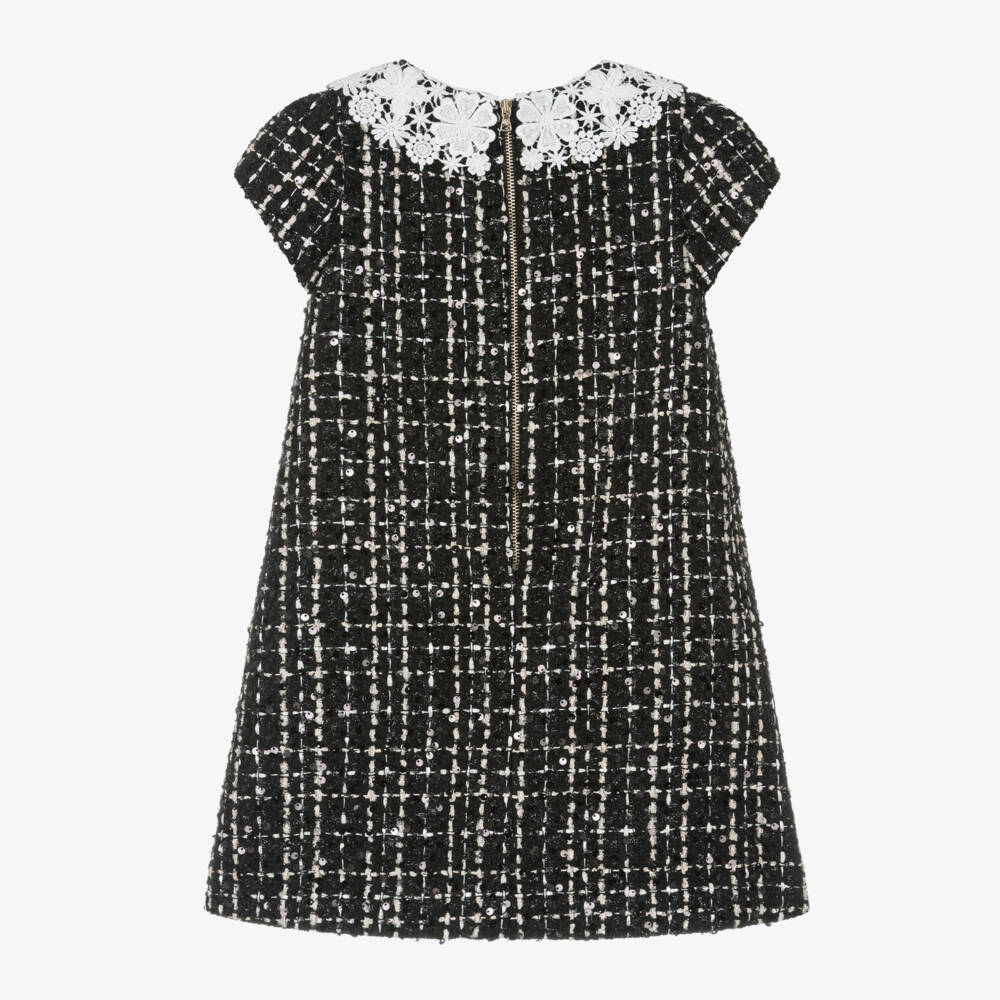 Tartine et Chocolat-Girls Elegant Black Tweed Dress | Childrensalon Outlet