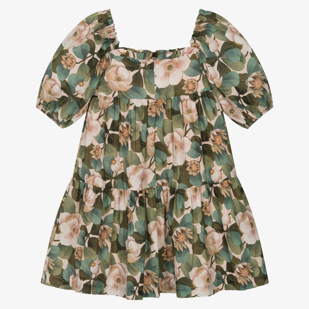 Tartine et Chocolat-Girls Elegant Green Liberty Dress | Childrensalon Outlet