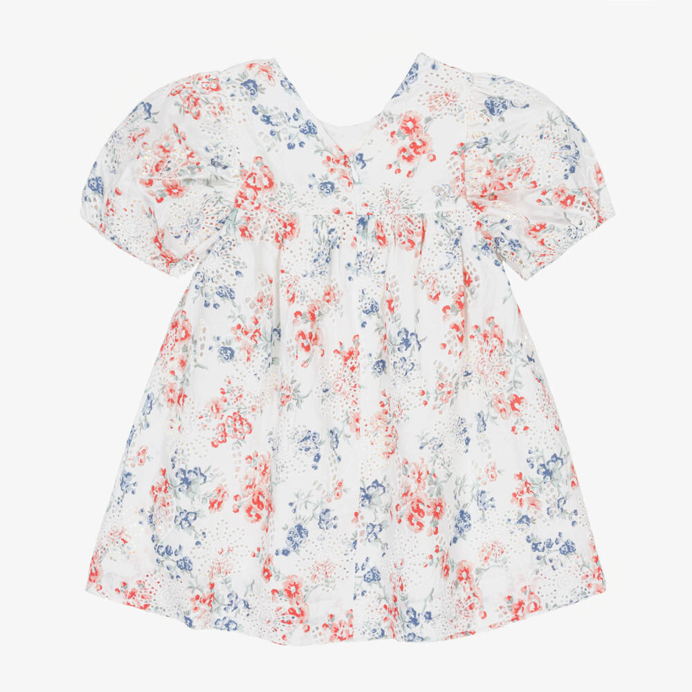 Tartine et Chocolat-فستان أبيض أنيق للبنات بتطريز زهور | Childrensalon Outlet