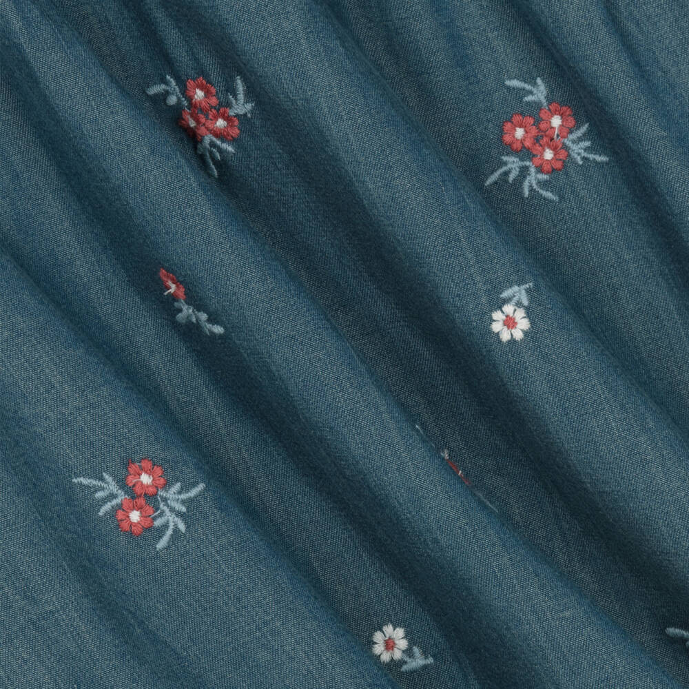 Tartine et Chocolat-Girls Embroidered Chambray Floral Dress | Childrensalon Outlet