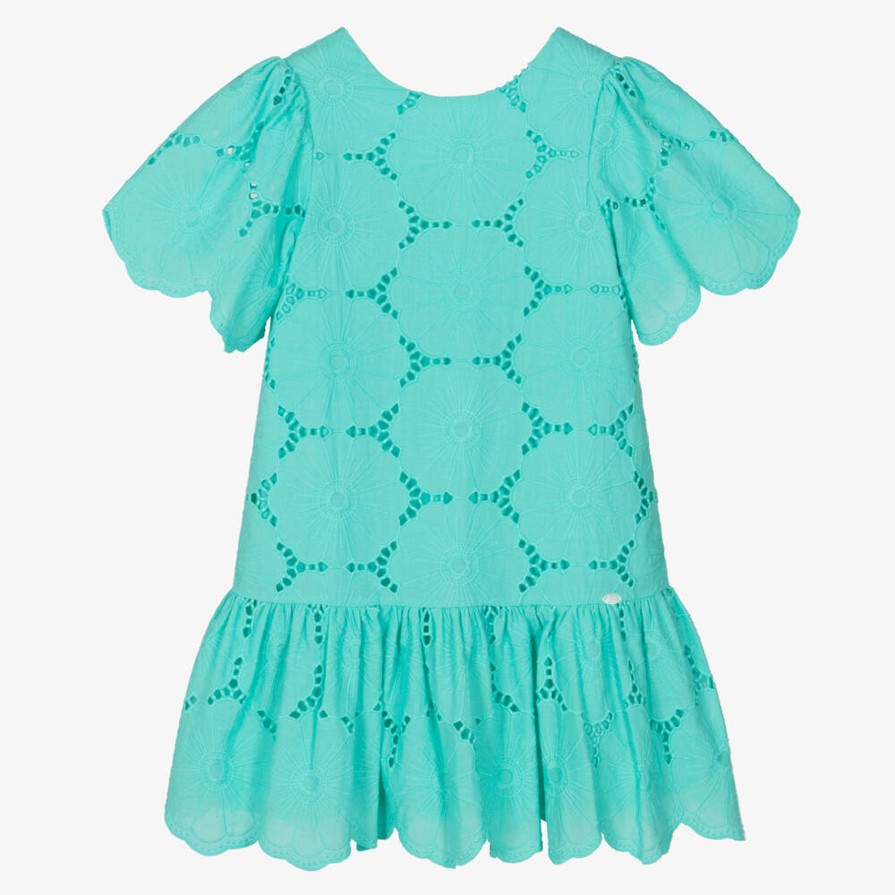 Tartine et Chocolat-Girls Emerald Cotton Blossom Frock | Childrensalon Outlet