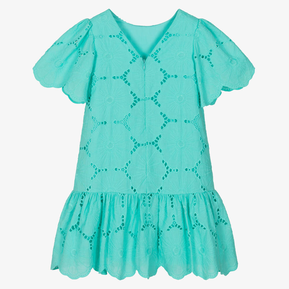 Tartine et Chocolat-فستان زهر القطن الأخضر للبنات | Childrensalon Outlet