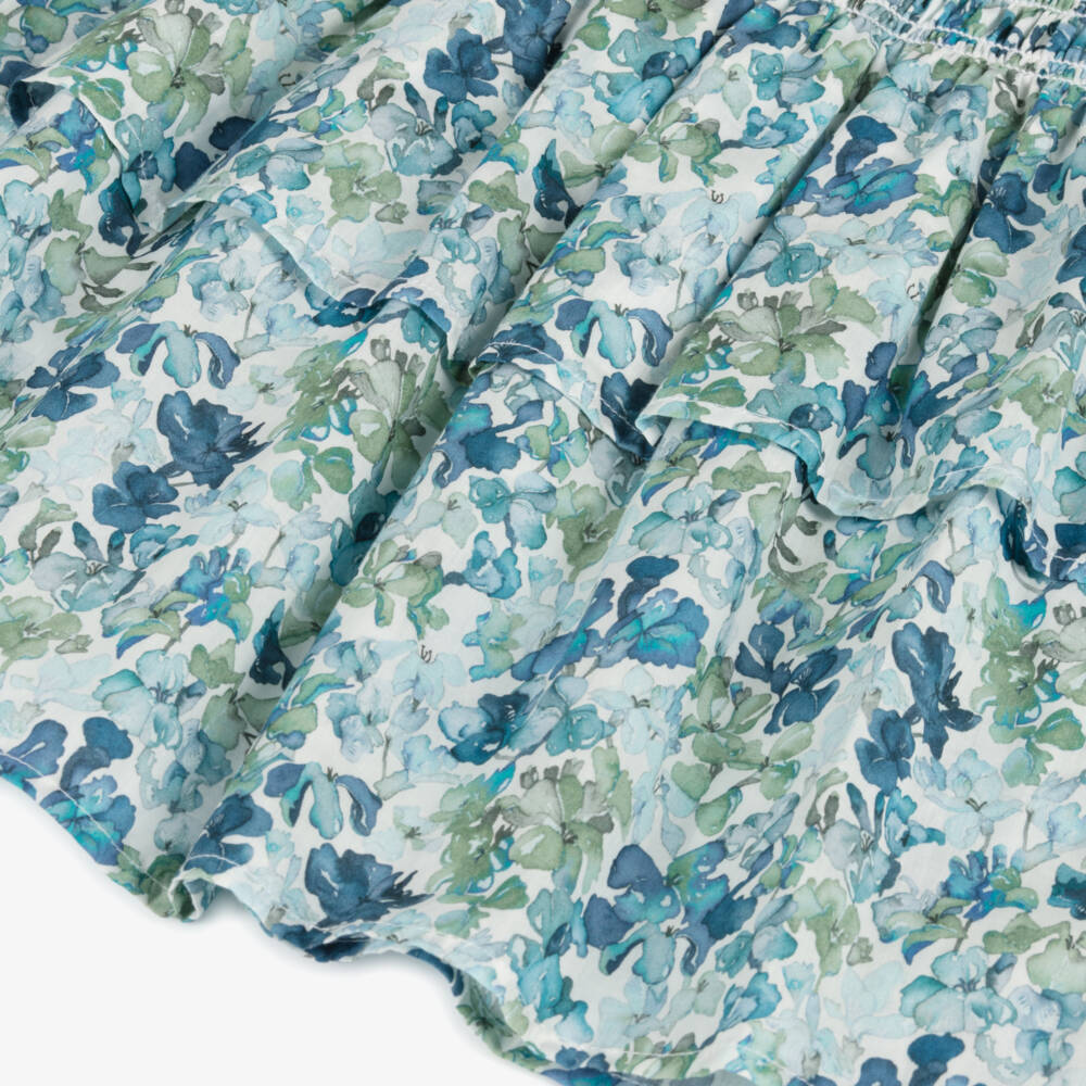 Tartine et Chocolat-Girls Floral Blue Cotton Skirt | Childrensalon Outlet