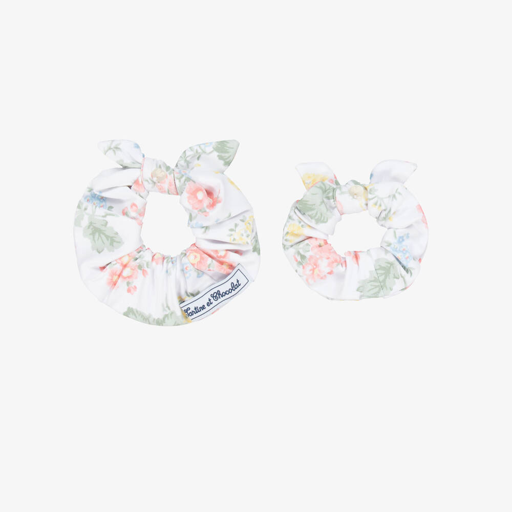 Tartine et Chocolat-ثنائي رباط شعر عاجي ووردي مزهر للبنات | Childrensalon Outlet