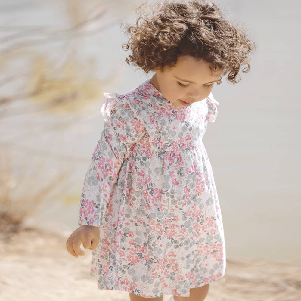 Tartine et Chocolat-Girls Floral Long-Sleeve Cotton Dress | Childrensalon Outlet