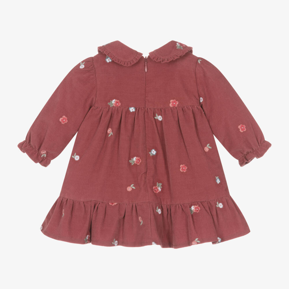 Tartine et Chocolat-Girls Floral Pink Corduroy Dress | Childrensalon Outlet