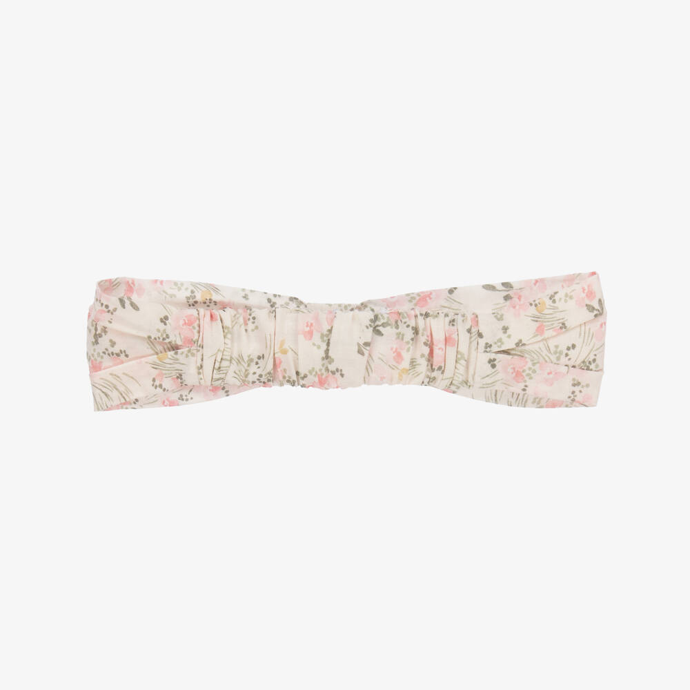 Tartine et Chocolat-Girls Floral Pink Cotton Hairband | Childrensalon Outlet