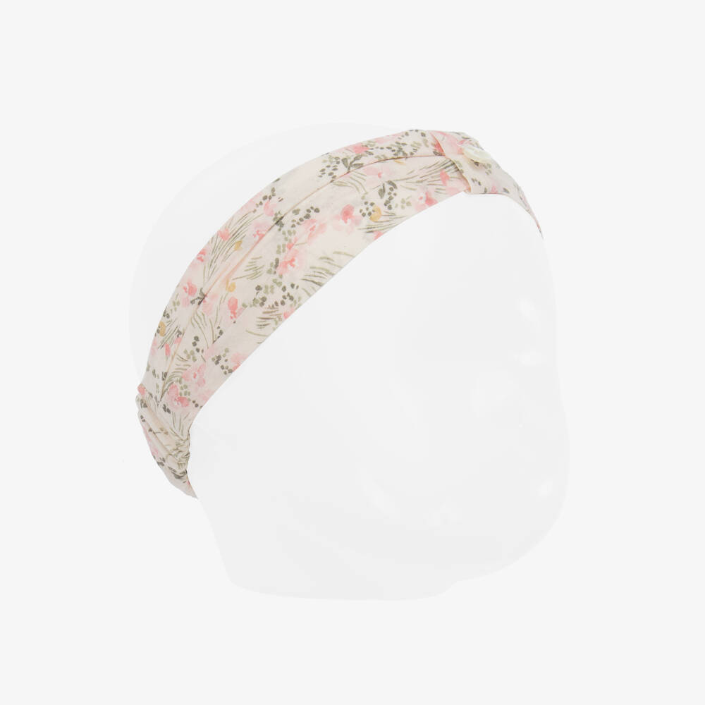 Tartine et Chocolat-Girls Floral Pink Cotton Hairband | Childrensalon Outlet