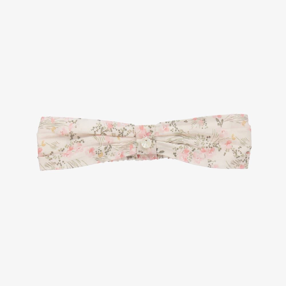 Tartine et Chocolat-Girls Floral Pink Cotton Hairband | Childrensalon Outlet