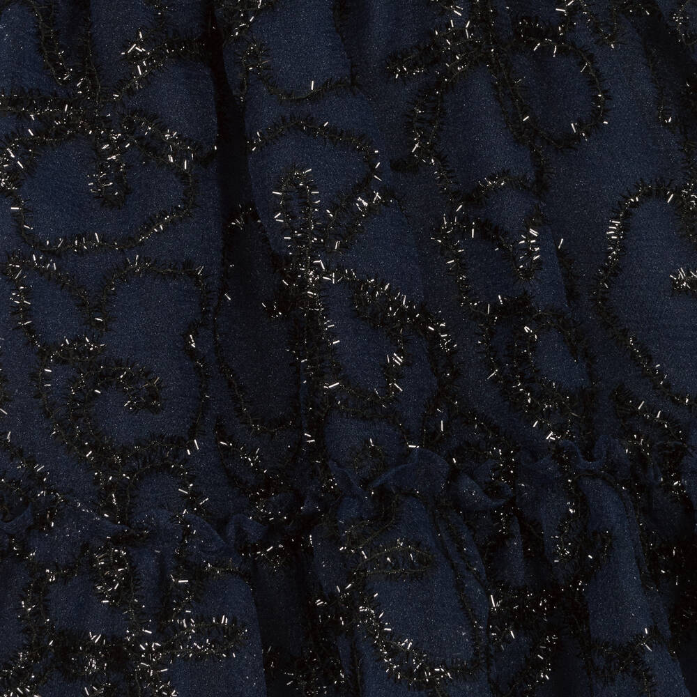 Tartine et Chocolat-Girls Glittery Blue Crêpe Organza Dress | Childrensalon Outlet