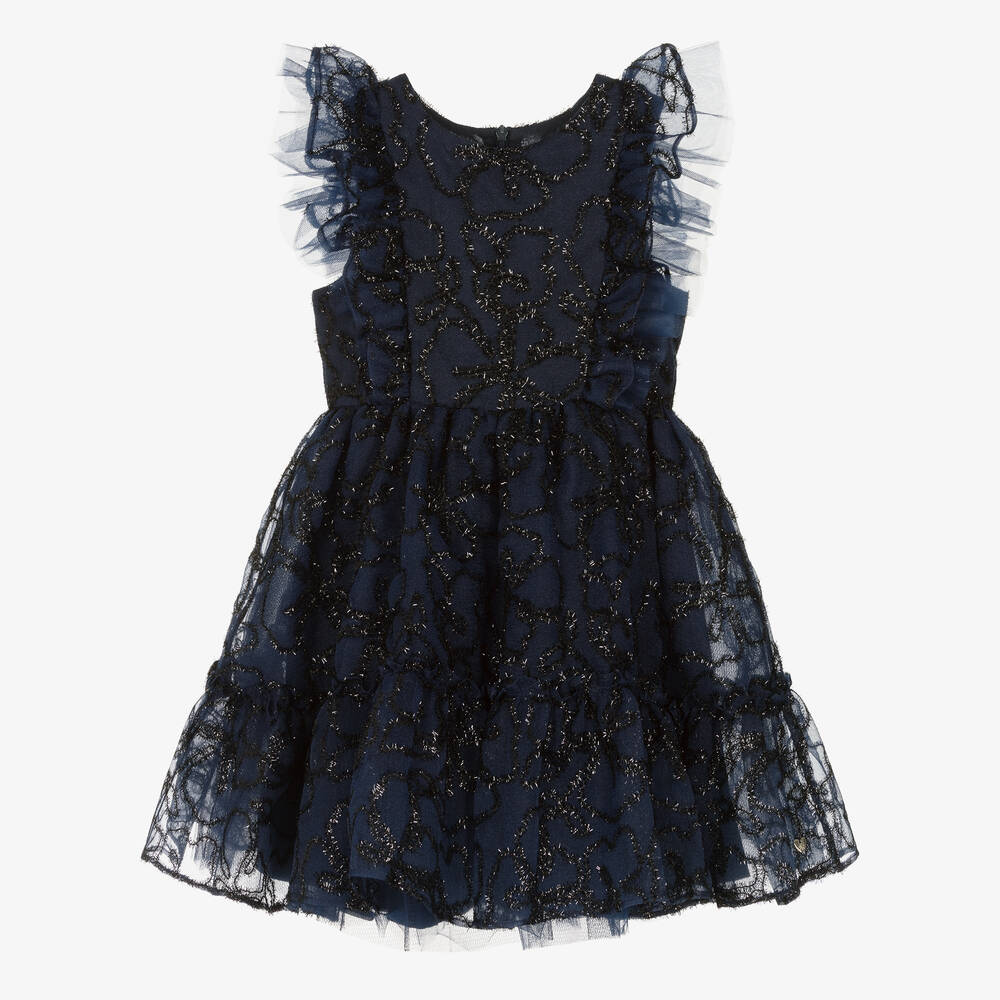 Tartine et Chocolat - Glitzerkleid aus Organza-Crepe Blau | Childrensalon