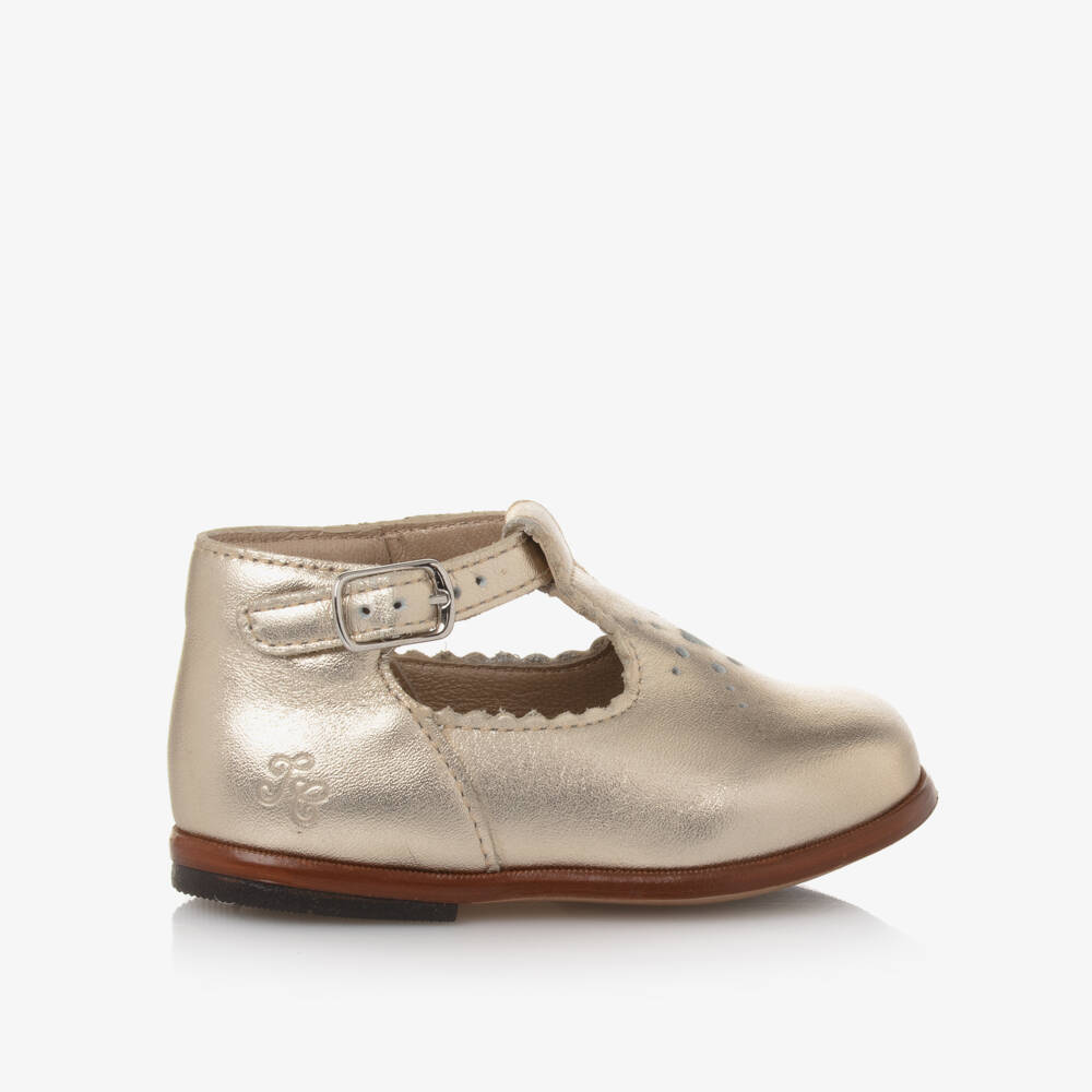 Tartine et Chocolat-Girls Gold Leather Toddler Shoes | Childrensalon Outlet