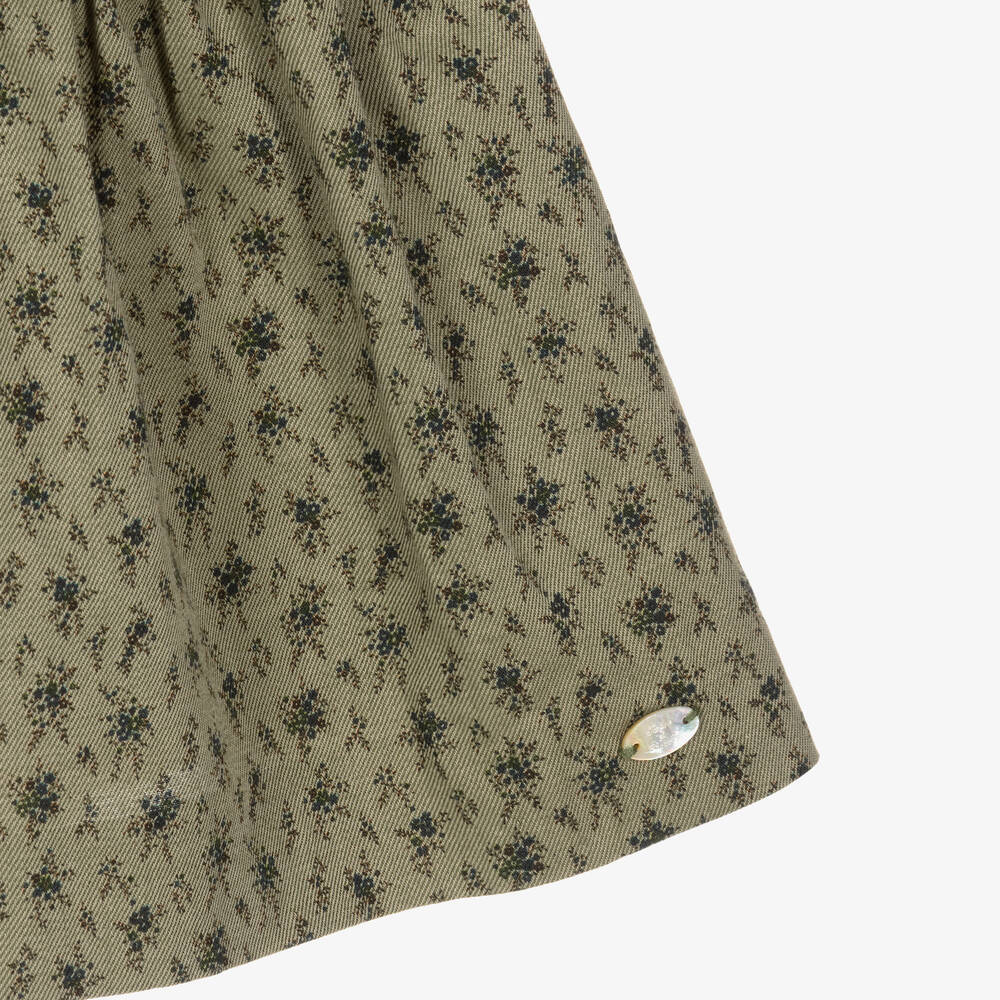 Tartine et Chocolat-Girls Green Cotton Floral Dress | Childrensalon Outlet