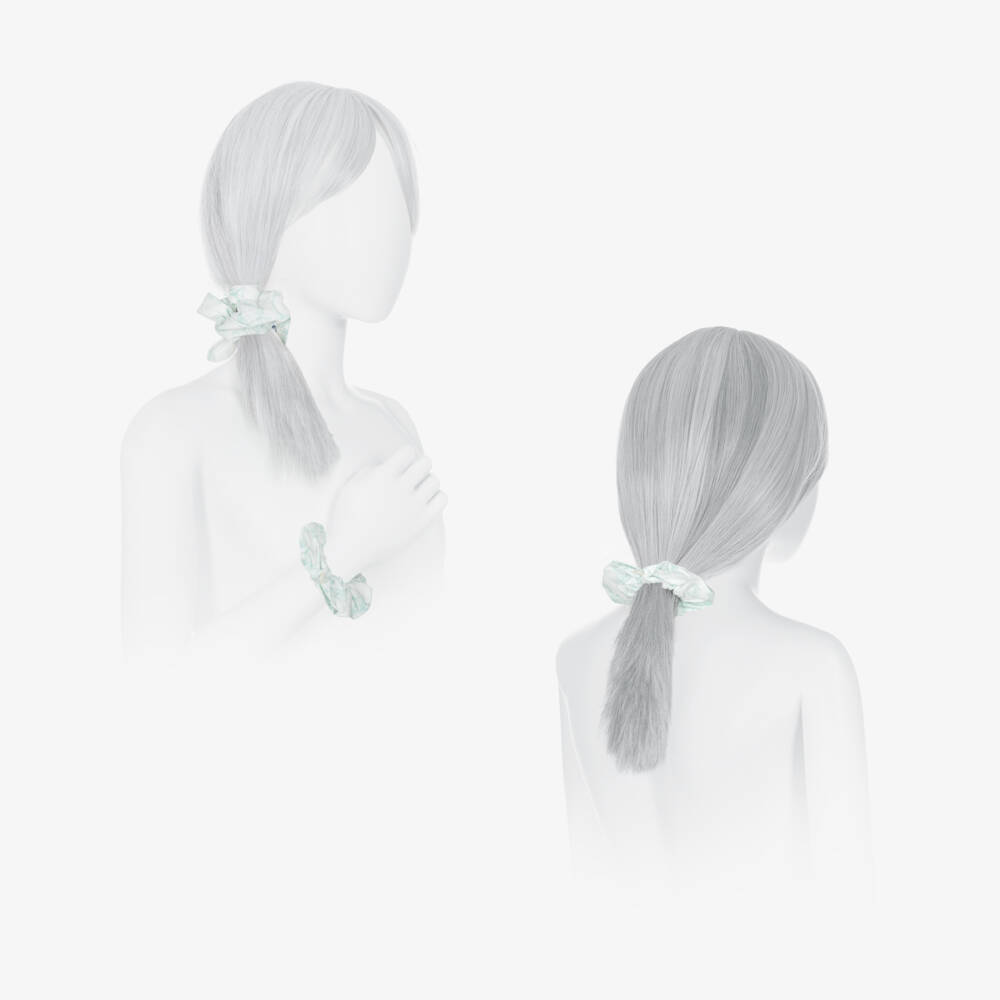 Tartine et Chocolat-Girls Green Floral Cotton Scrunchies | Childrensalon Outlet
