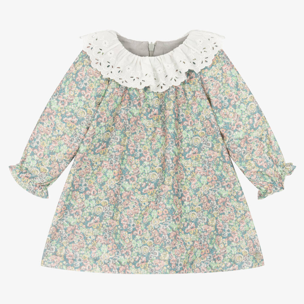 Tartine et Chocolat - Girls Green Floral Liberty Print Dress | Childrensalon