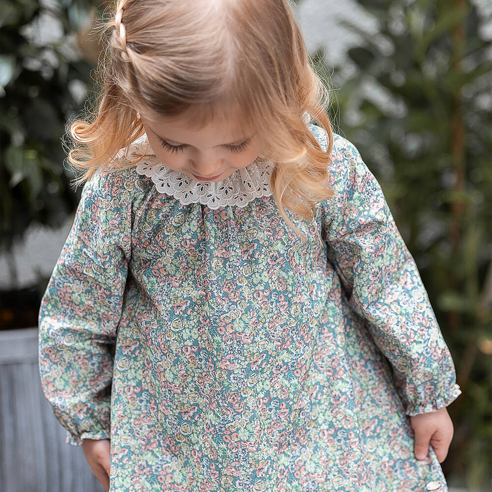 Tartine et Chocolat-Girls Green Floral Liberty Print Dress | Childrensalon Outlet