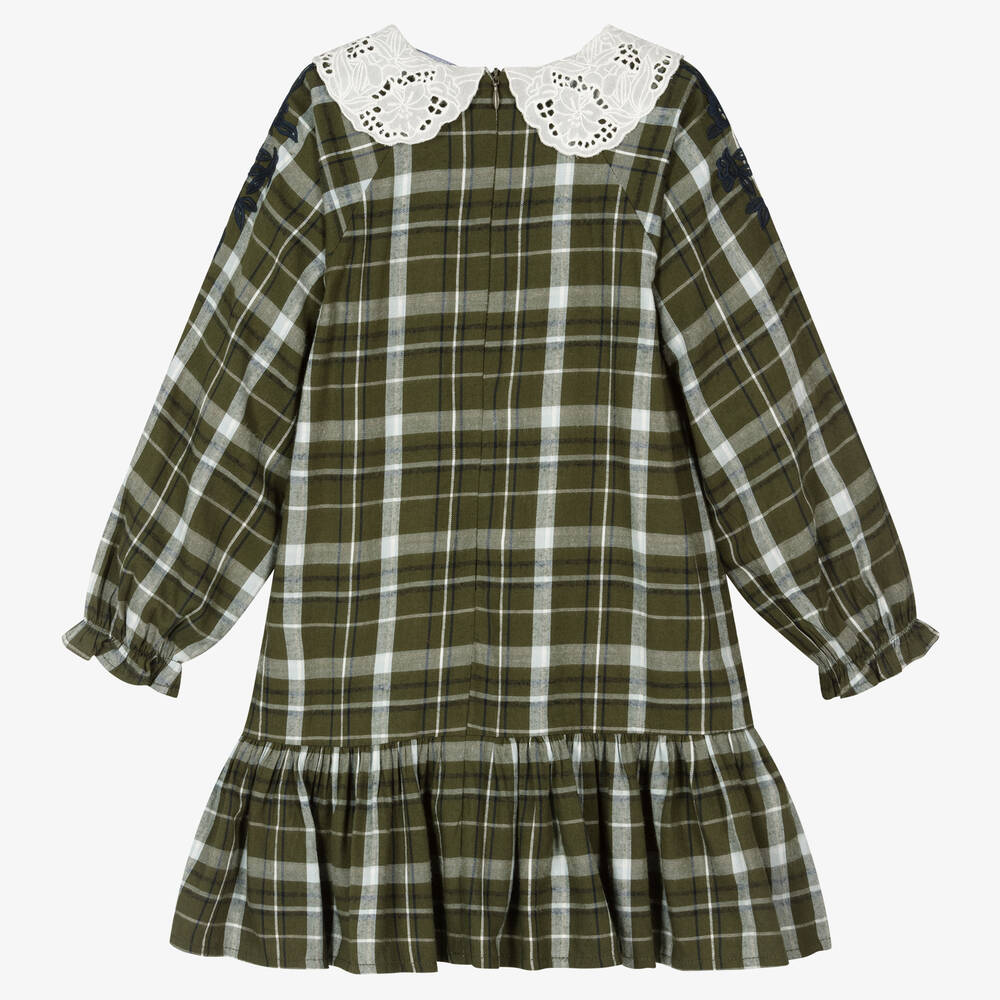 Tartine et Chocolat-Girls Green Tartan Cotton Dress | Childrensalon Outlet