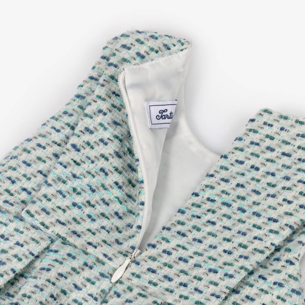 Tartine et Chocolat-Girls Green Tweed Sleeveless Dress | Childrensalon Outlet