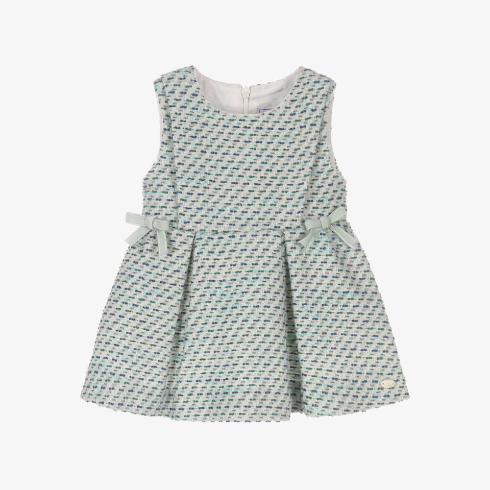 Tartine et Chocolat-Girls Green Tweed Sleeveless Dress | Childrensalon Outlet