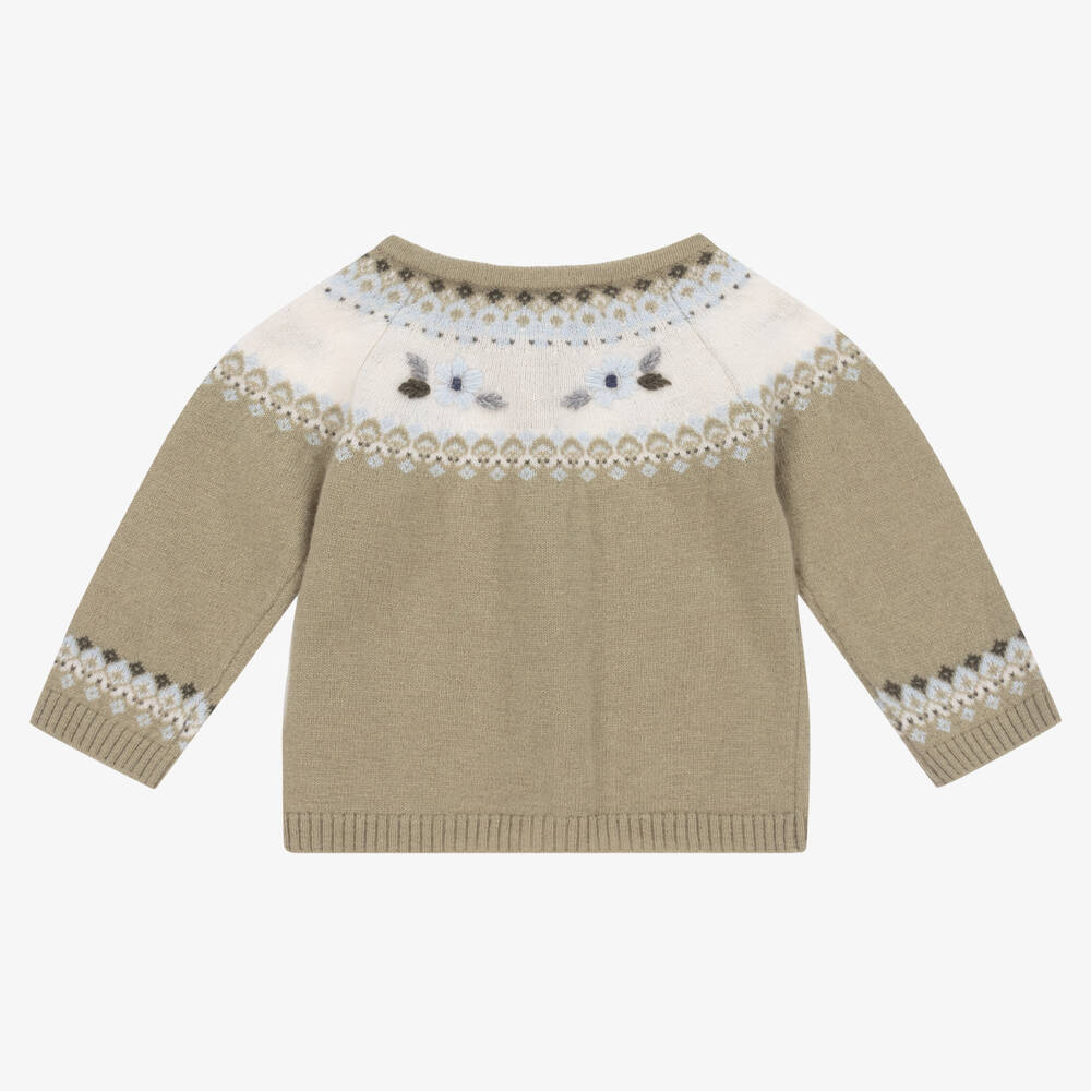 Tartine et Chocolat-كارديغان مزيج صوف محبوك لون أخضر للبنات | Childrensalon Outlet