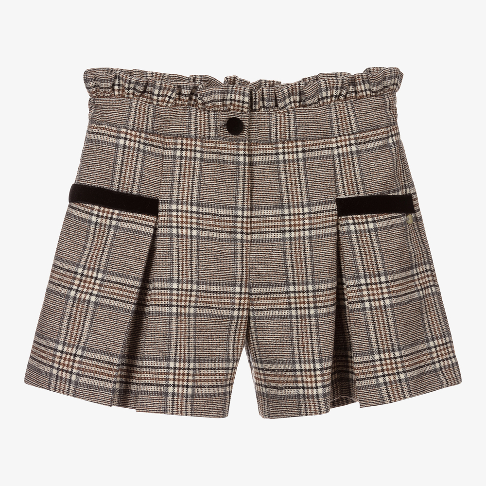 Tartine et Chocolat - Grau karierte Wollshorts (M) | Childrensalon