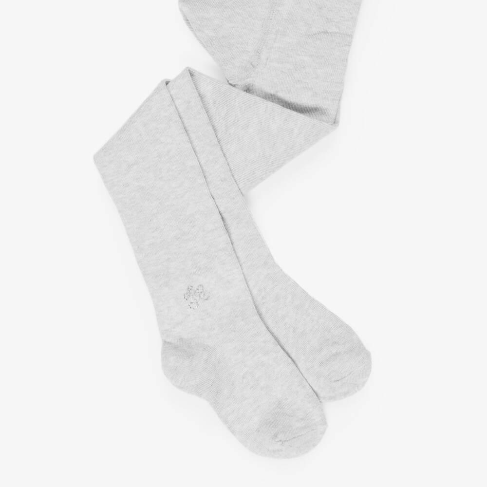 Tartine et Chocolat-Girls Grey Cotton Knit Tights | Childrensalon Outlet
