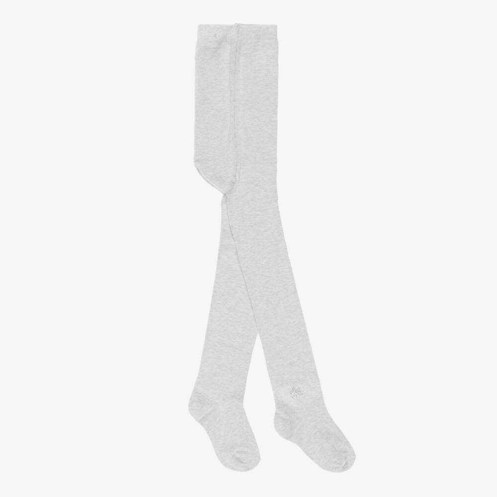 Tartine et Chocolat-Girls Grey Cotton Knit Tights | Childrensalon Outlet