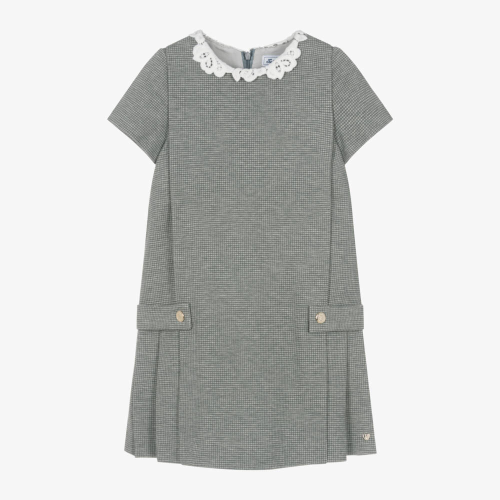 Tartine et Chocolat-Girls Grey Dogstooth Dress | Childrensalon Outlet