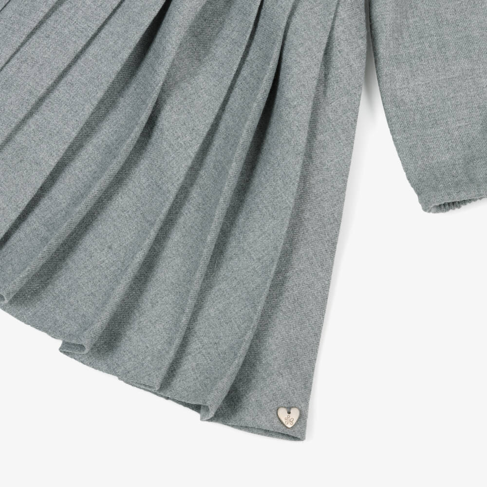 Tartine et Chocolat-Girls Grey Flannel Scalloped Dress | Childrensalon Outlet