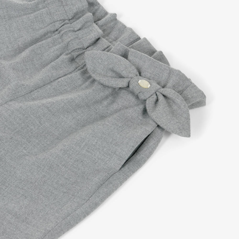 Tartine et Chocolat-Girls Grey Flannel Trousers with Bow | Childrensalon Outlet