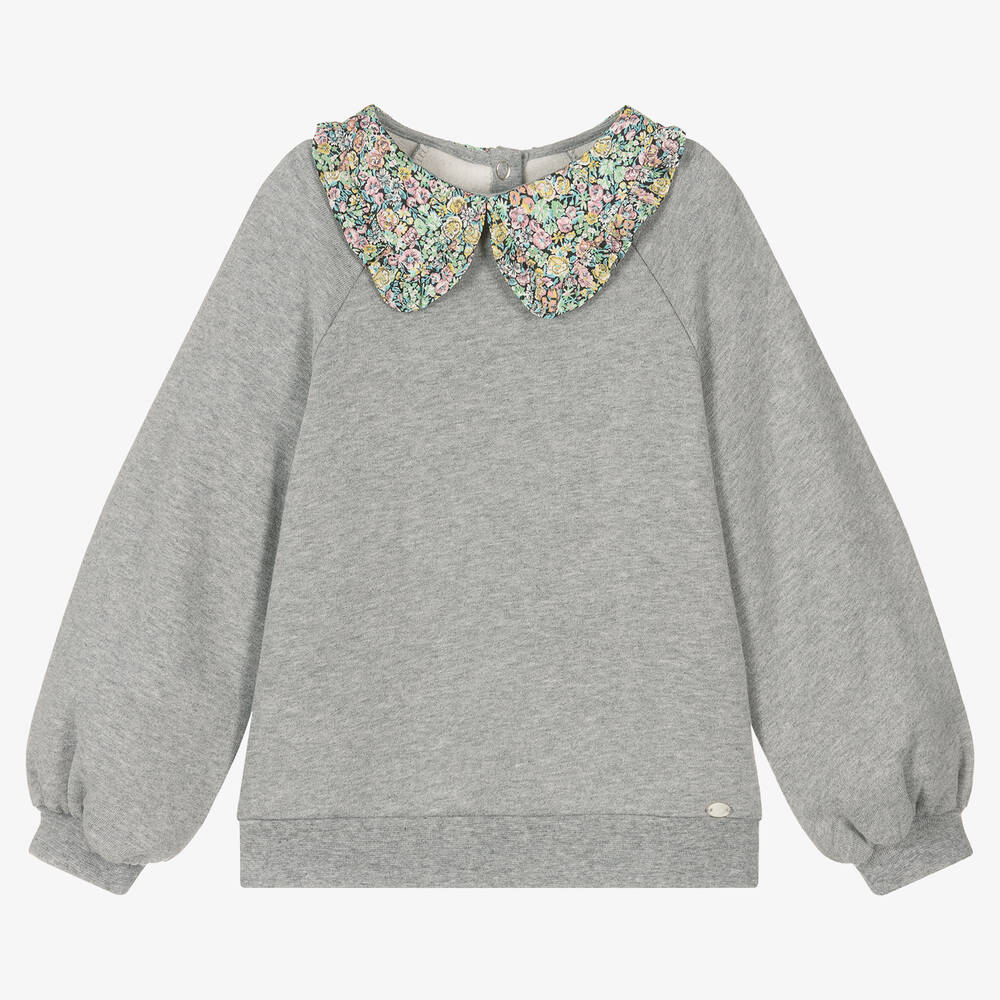 Tartine et Chocolat - Graues Sweatshirt mit Blumenkragen | Childrensalon