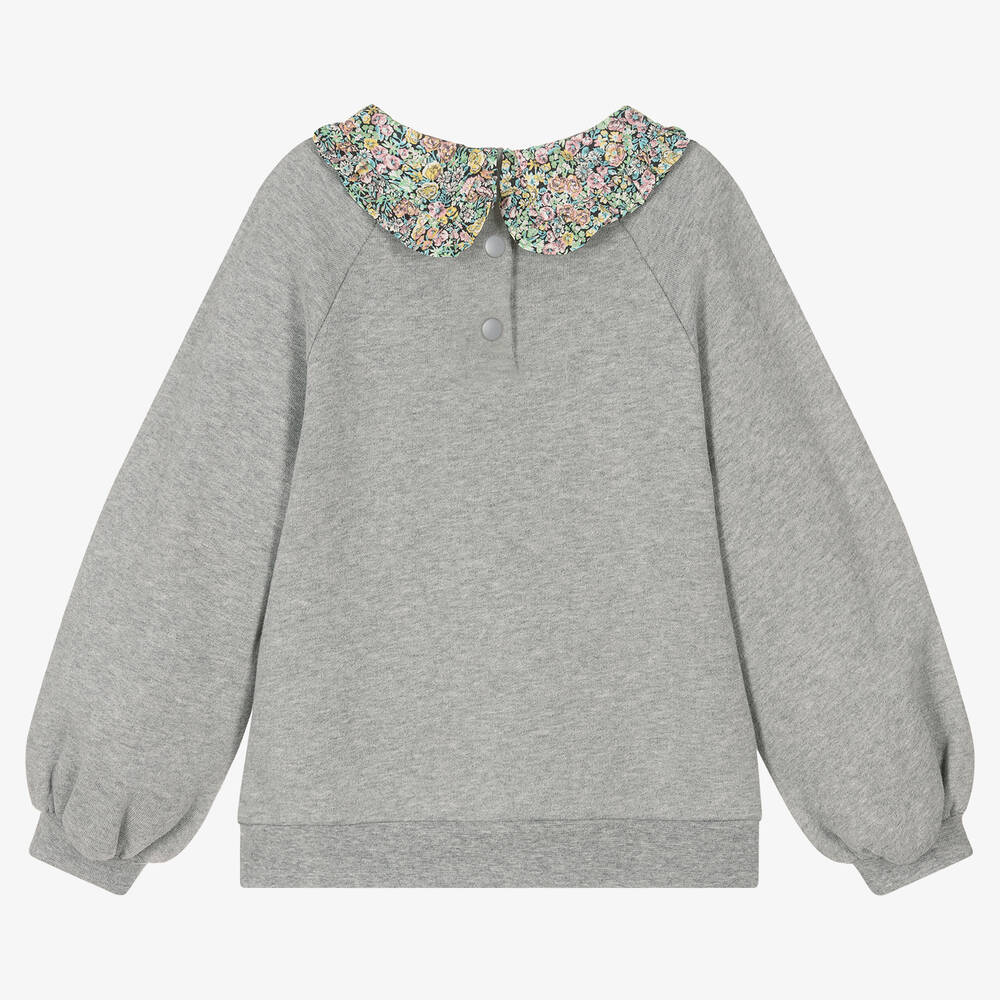 Tartine et Chocolat Girls Grey Floral Collar Sweatshirt