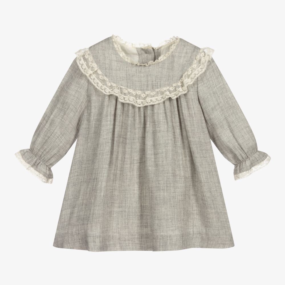 Tartine et Chocolat - Girls Grey & Ivory Dress | Childrensalon