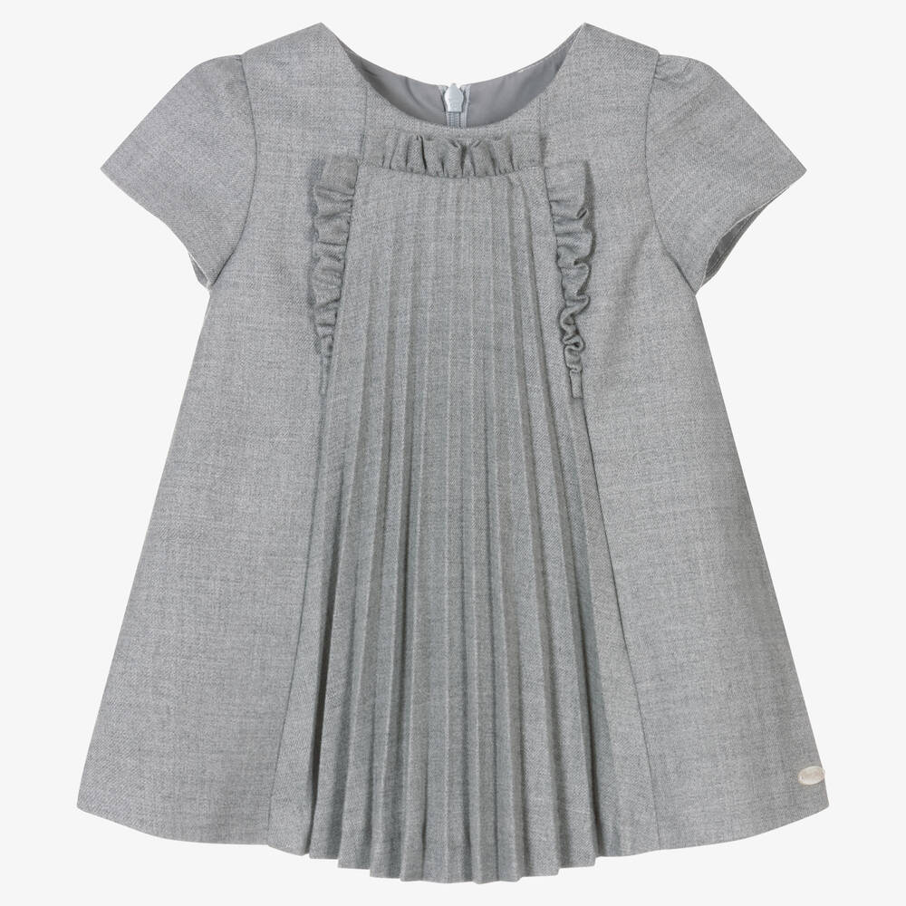 Tartine et Chocolat - Girls Grey Pleated Dress | Childrensalon