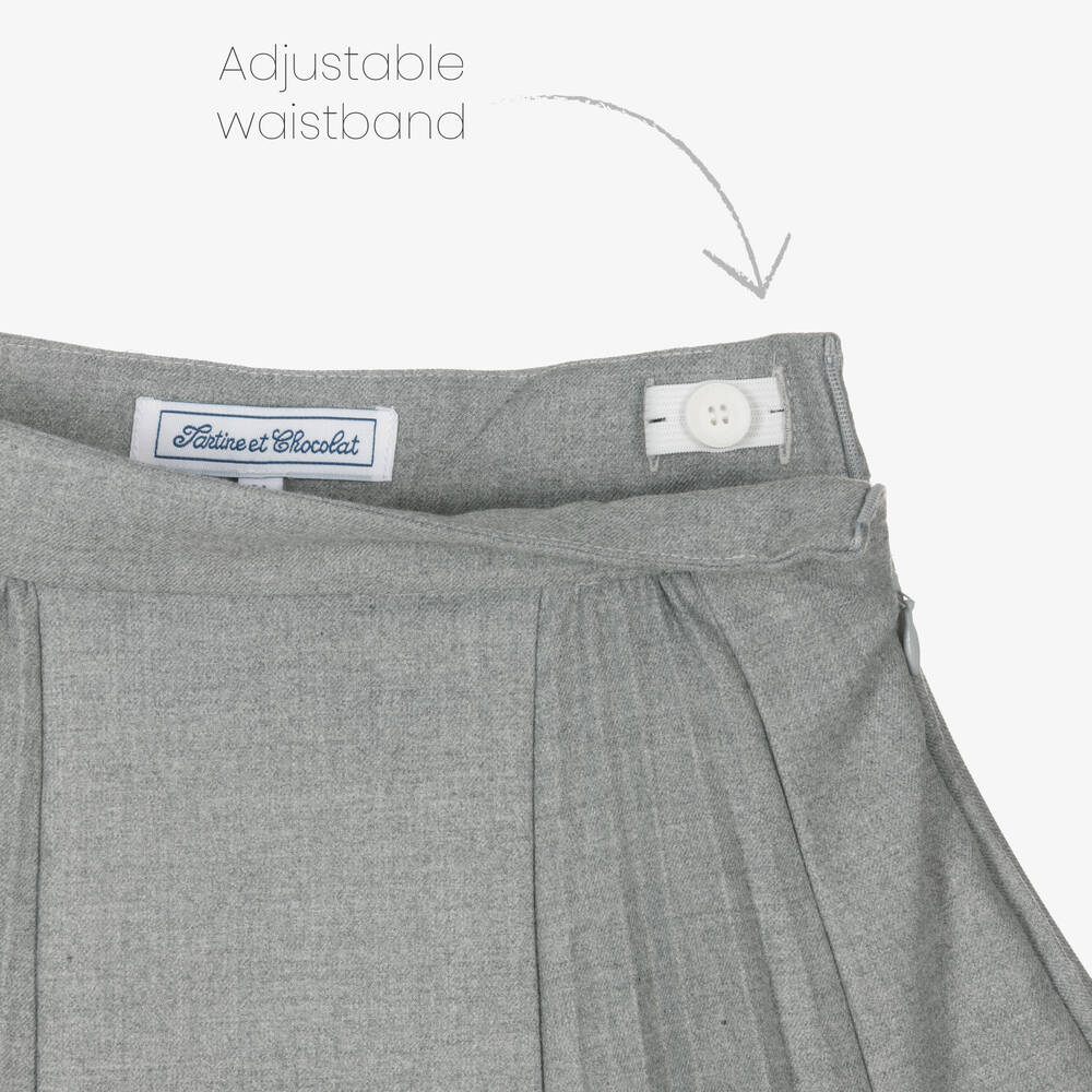 Tartine et Chocolat-Серая плиссированная фланелевая юбка | Childrensalon Outlet