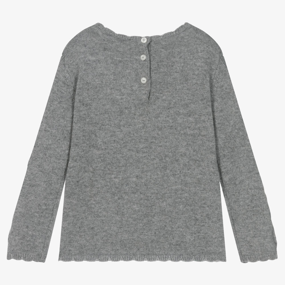 Tartine et Chocolat-Серый свитер из шерсти и кашемира с сердечком | Childrensalon Outlet