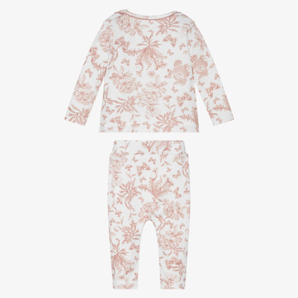 Tartine et Chocolat-Girls Ivory and Pink Floral Pyjamas | Childrensalon Outlet