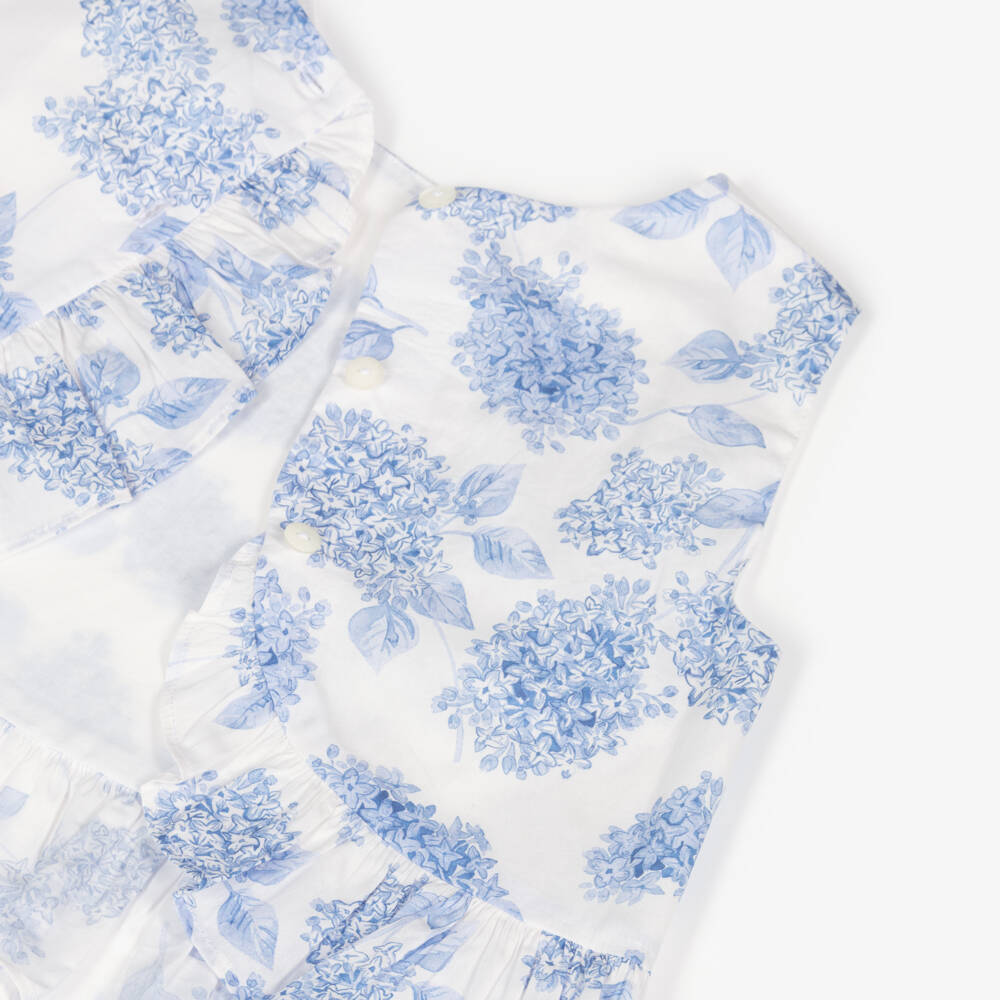Tartine et Chocolat-Girls Ivory & Azure Floral Ensemble | Childrensalon Outlet