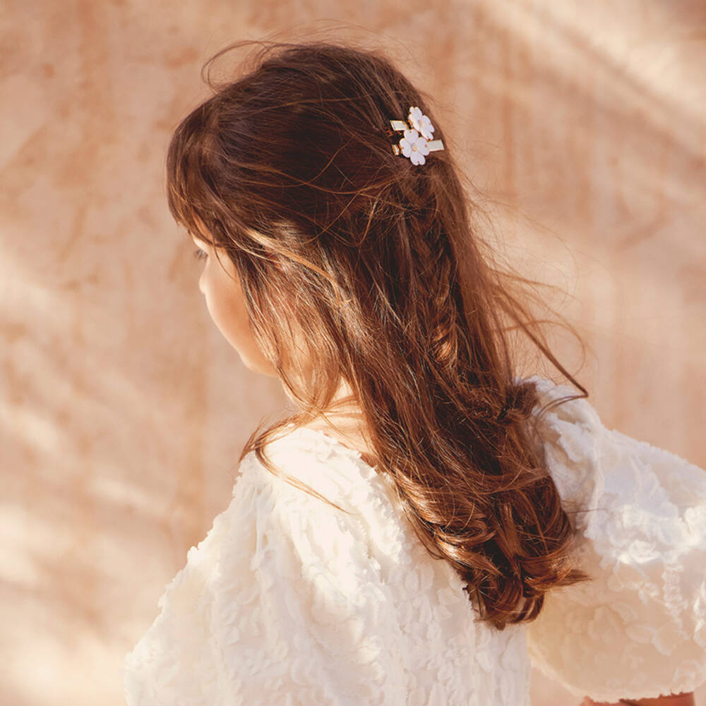 Tartine et Chocolat-Girls Ivory Blossom Hair Clips Duo | Childrensalon Outlet