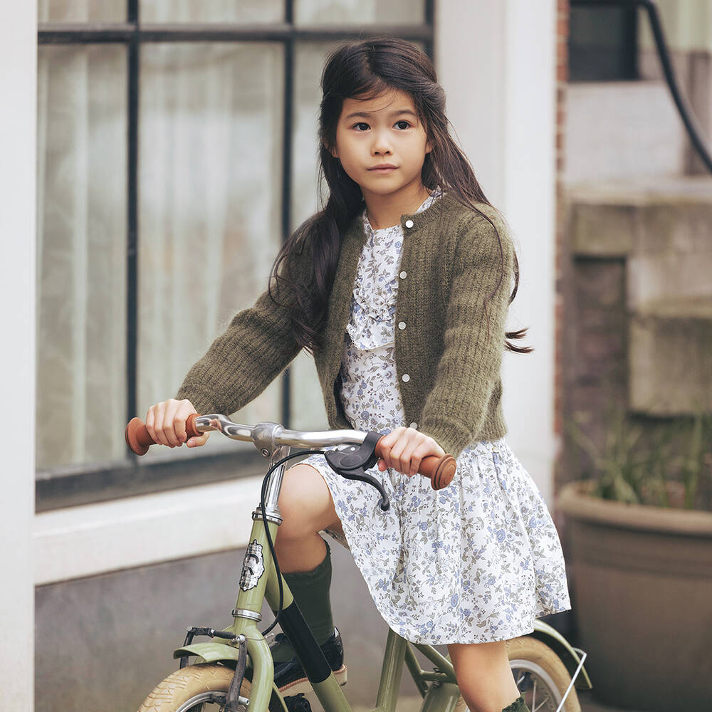 Tartine et Chocolat-Girls Ivory & Blue Crêpe Floral Dress | Childrensalon Outlet